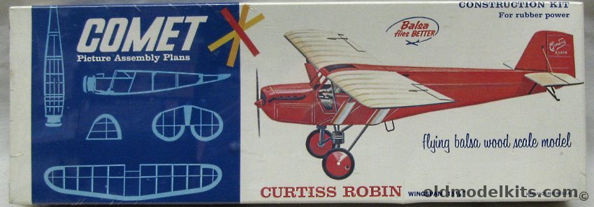 Comet Curtiss Robin 15 inch Wingspan Flying Airplane, 3106-70 plastic model kit
